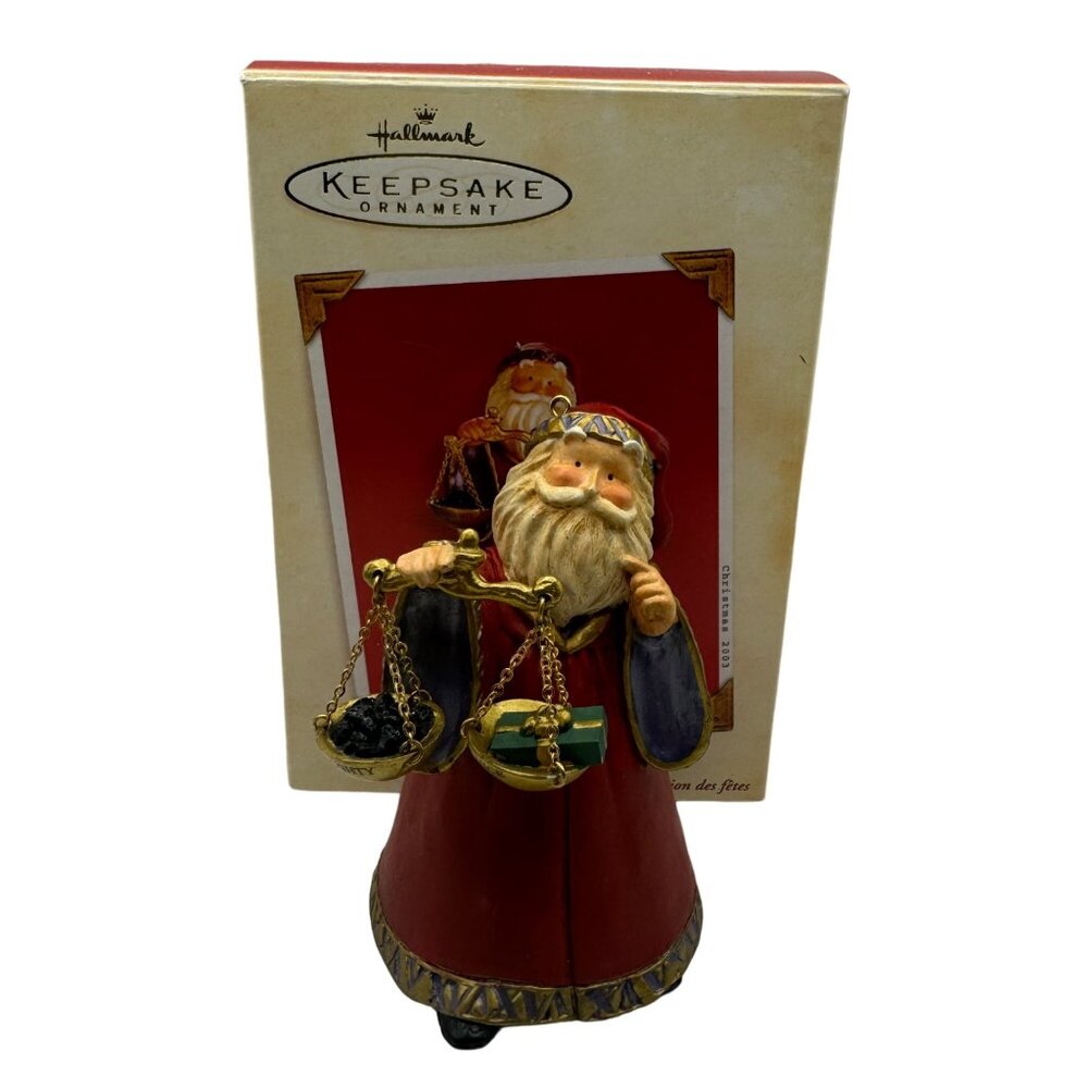 Hallmark Keepsake Ornament 2003 Santa Claus With Scale The Decision
